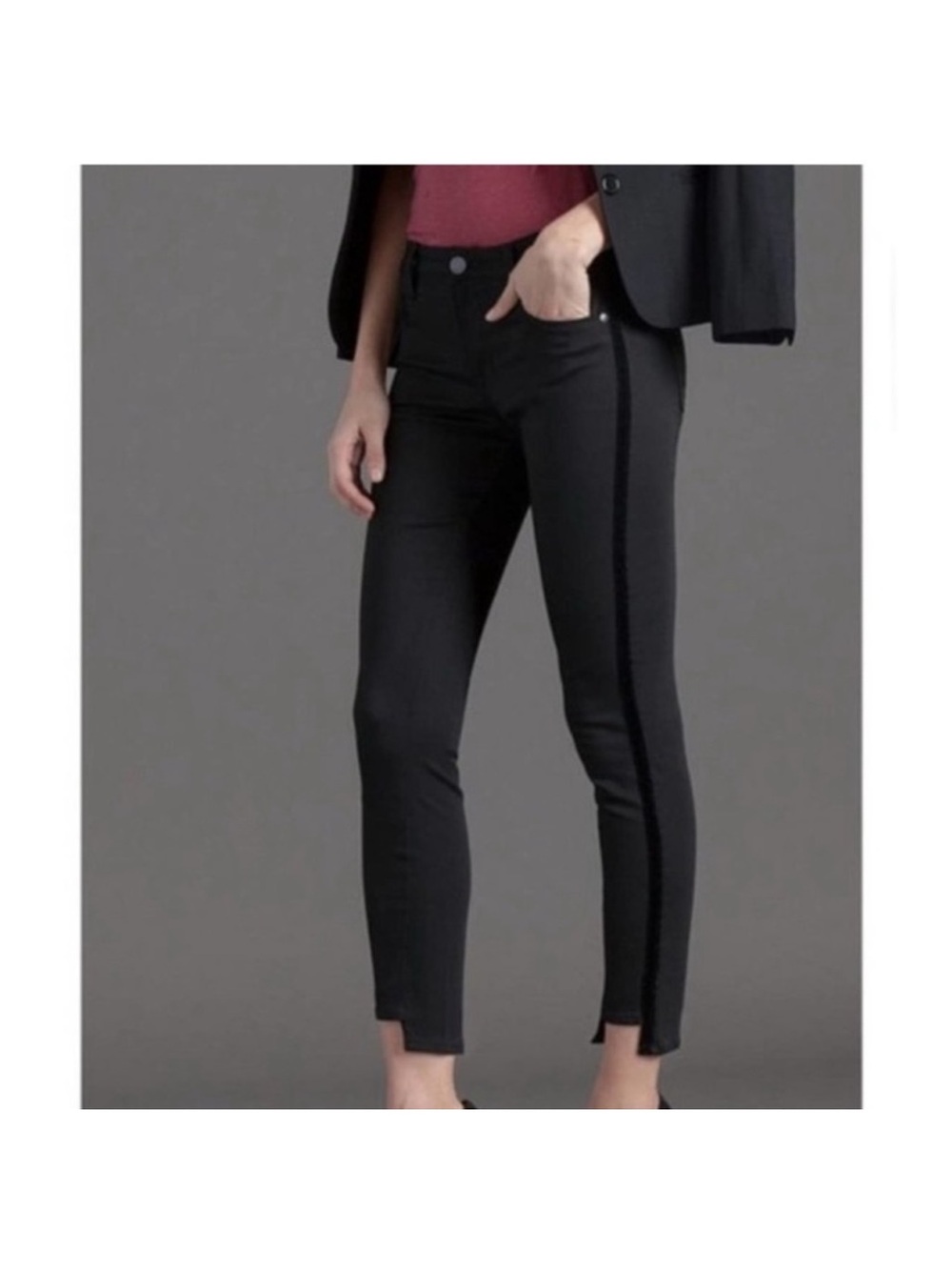 PARKER SMITH Black Pants with White Logo Waist Label